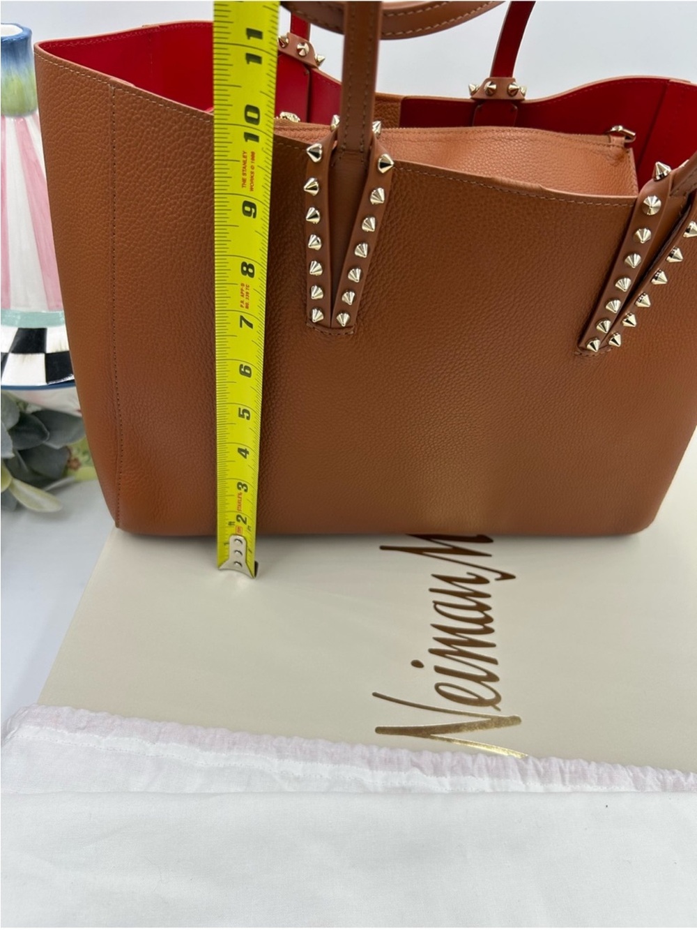 Christian Louboutin Cabata Brown Leather Tote with Red Interior - Picture 13 of 16